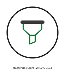 Uma representação gráfica simples de um ícone de filtro dentro de um círculo, sugerindo processamento, refinamento e seleção de dados. Ideal para ilustrar ideias e fluxos de trabalho complexos em um estilo limpo e moderno