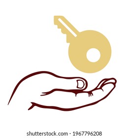 Gráficos simples de una mano con un símbolo de clave