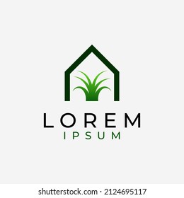 Simple Grass and House Yard Logo Design Ideas