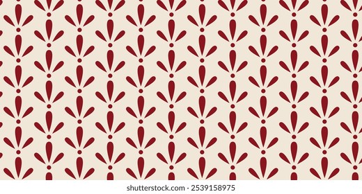 Simple grass pattern seamless pattern in dark red with light brown background