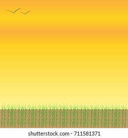 Simple grassland sunset vector background