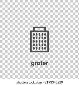 Simple grater icon. Stroke pictogram. Vector illustration isolated on a transparent background PNG. Premium quality symbol. Vector sign for mobile app and web sites.