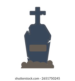 Grave simples e elemento de caixão para o Halloween. Tombstone.Vetor em fundo branco.