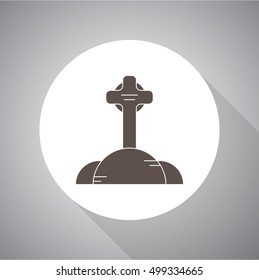 Simple grave flat design. Vector illustration, halloween.