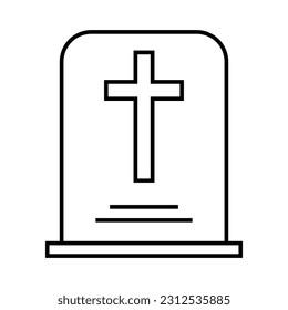 Simple grave icon. Tomb with a cross. Vector.