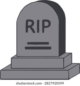 Simple gravestone marked with “RIP,” representing remembrance and a spooky cemetery atmosphere, suitable for Halloween, horror themes, memorial concepts, and dark seasonal artwork.