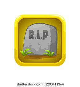 Simple gravestone with rest in peace word illustration icon