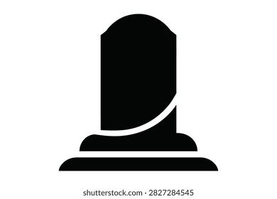 Simple gravestone silhouette. Symbolizes death, memory, cemetery, and remembrance for solemn and historical concepts.