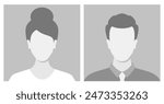 Simple Gray Avatar Icons Representing Male And Female Profiles. Vector Minimalist Design With A Professional Touch