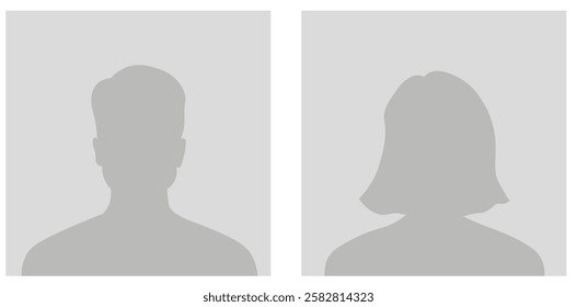 Simple Gray Avatar Icons Representing Male And Female Profiles. Vector Minimalist Design With A Professional Touch