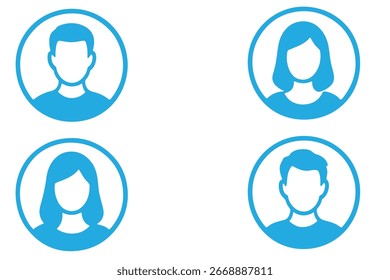 Iconos de Avatar gris simple que representan Perfiles masculinos y femeninos. Diseño minimalista eps con un toque de Profesional