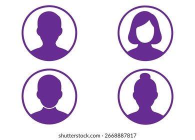 Iconos de Avatar gris simple que representan Perfiles masculinos y femeninos. Diseño minimalista eps con un toque de Profesional