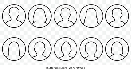 Ícones De Avatar Cinza Simples Que Representam Perfis Masculinos E Femininos. Design Vetorial Minimalista Com Um Toque Profissional