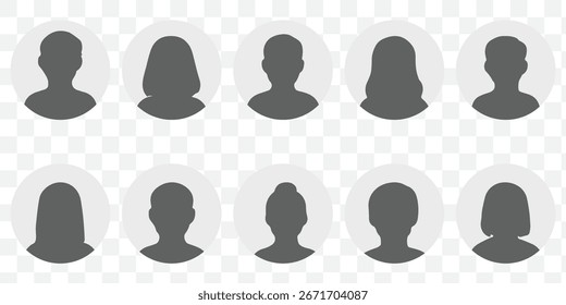 Simple Gray Avatar Icons Representing Male And Female Profiles. Vector Minimalist Design With A Professional Touch