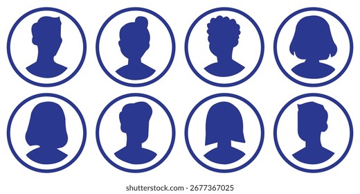 Ícones De Avatar Cinza Simples Que Representam Perfis Masculinos E Femininos.