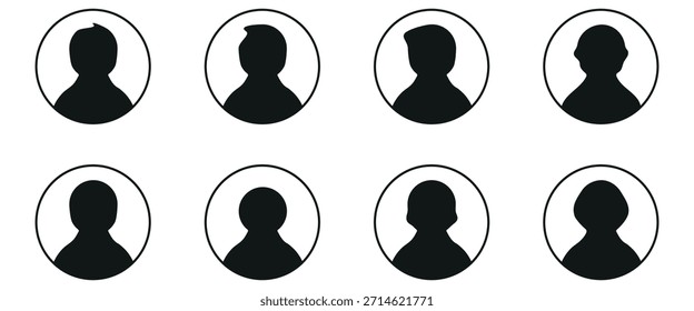 Iconos De Avatar Gris Simple Que Representan Perfiles Masculinos Y Femeninos. Avatarasphalt, fondo, icono de Cuenta de la ciudad Vector. conjunto de iconos de usuario perfil de persona contacto grupo de personas perfil de equipo trazo social.