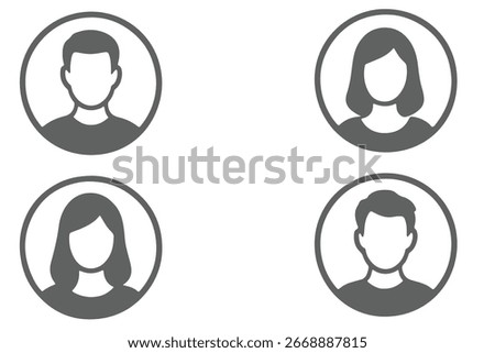Simple Gray Avatar Icons Representing Male And Female Profiles. eps Minimalist Design With A Professional Touch