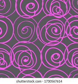 Fondo gris simple con líneas rosadas curvadas. Patrón gráfico sin inconvenientes. Ilustración vectorial.