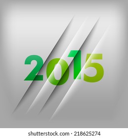 Simple gray background with green numbers 2015. New Year Design.
