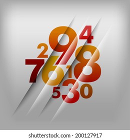 Simple gray background with red numbers. Vector design.