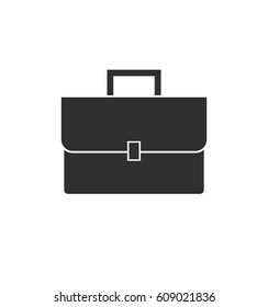 Simple gray briefcase business icon isolated on white background. 