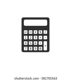 Simple gray calculator icon isolated on white background. Web site page and mobile app design element. Flat design for graphic design, logo, social media, UI, EPS10.