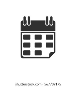 Simple gray calendar icon isolated on white background. Web site page and mobile app design element. Flat design.