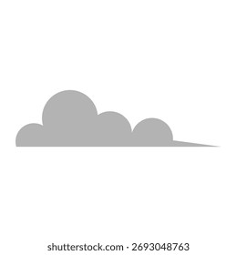Ícone de nuvem cinza simples com bordas arredondadas suaves e fundo branco limpo, ideal para aplicativos meteorológicos, tecnologia de nuvem, design de interface do usuário ou marca digital minimalista.