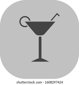 Simple Gray Cocktail Glass Icon