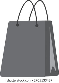 Un simple icono de bolso de color gris con una forma moderna, que representa las compras, llevando lo esencial.