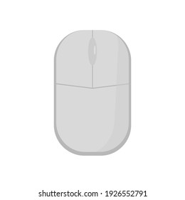 A simple gray computer mouse in the shape of a rectangle with rounded edges, two keys and a wheel. Flat vector illustrations