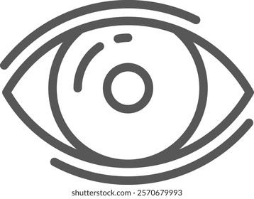 Simple gray drawing of an eye, symbolizing concepts such as vision, security, surveillance, and attention, ideal for websites, apps, and presentations