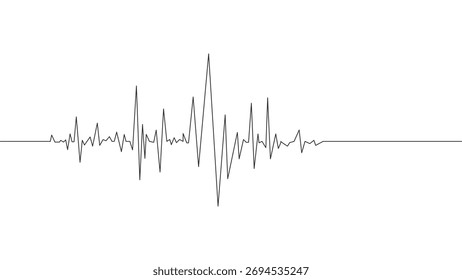 Línea gris simple del electrocardiograma, onda médica mínima del pulso, diseño limpio del Vector del latido del corazón, ilustración moderna del gráfico del ECG, línea Abstractas del ritmo en el fondo blanco, concepto de la supervisión de la salud de la calma