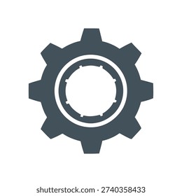 Simple gray gear icon with white center and cog