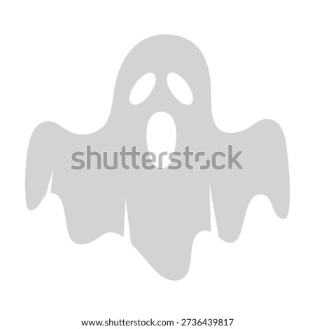 A simple gray ghost illustration with eyes and mouth open