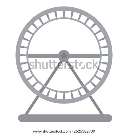 Simple gray hamster wheel standing on a white background