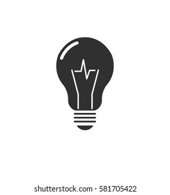 Simple gray lamp bulb icon isolated on white background. Web site page and mobile app design element. Flat design for graphic design, logo, social media, UI, EPS10.