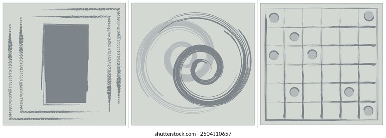 Simple gray line graphics, black and white geometric background. vector abstract circle Triangles and square lines.