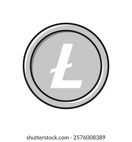 Simple Gray Litecoin LTC Logo with clean flat color design