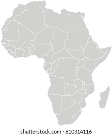 Simple gray map of Africa