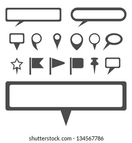 Simple gray map markers set. Vector illustration.