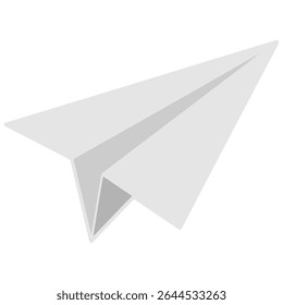 Simple gray paper airplane icon in vector style. Represents creativity, imagination, travel, or communication themes in a minimalist design.