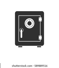 Simple gray safe icon isolated on white background. Web site page and mobile app design element. Flat design for graphic design, logo, social media, UI, EPS10.
