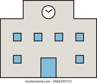 simple gray school building icon