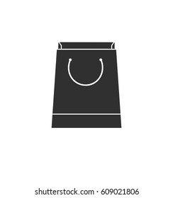 Simple gray shopping bag icon isolated on white background. 