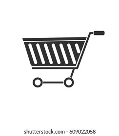 Simple gray shopping cart icon isolated on white background. 
