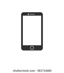 Simple gray smartphone icon isolated on white background. Web site page and mobile app design element. Flat design.