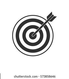 Simple gray target icon isolated on white background. Web site page and mobile app design element. Flat design.