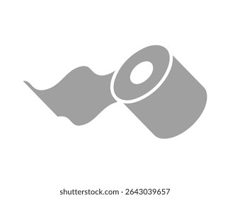 Simple, gray vector illustration of a roll of paper unfurling.  Represents continuous flow, process, or unfolding story.