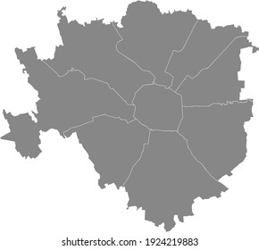 Simple gray vector map with white borders of zones (municipi) of Milan, Italy